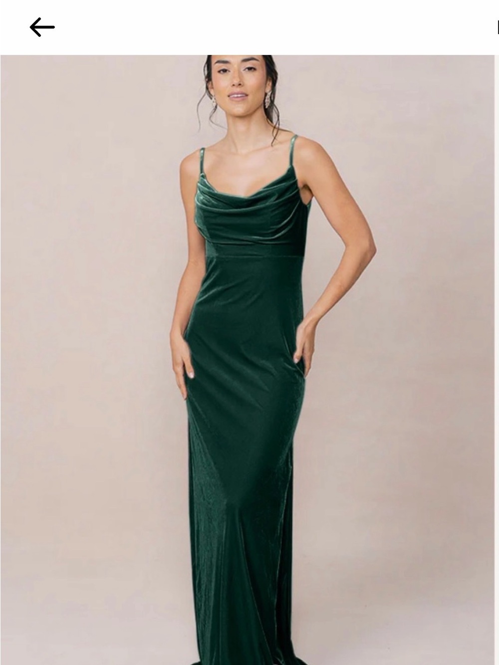 Revelry Skye Emerald Green Velvet Cowl Neck Maxi Dress
